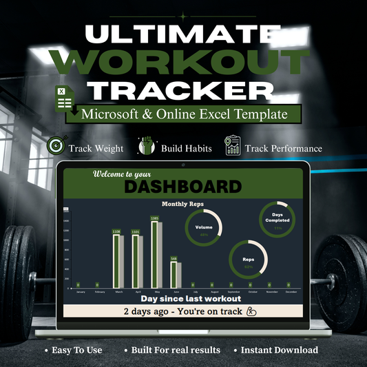 Workout Tracker Excel Template (Dashboard + Monthly Planner)